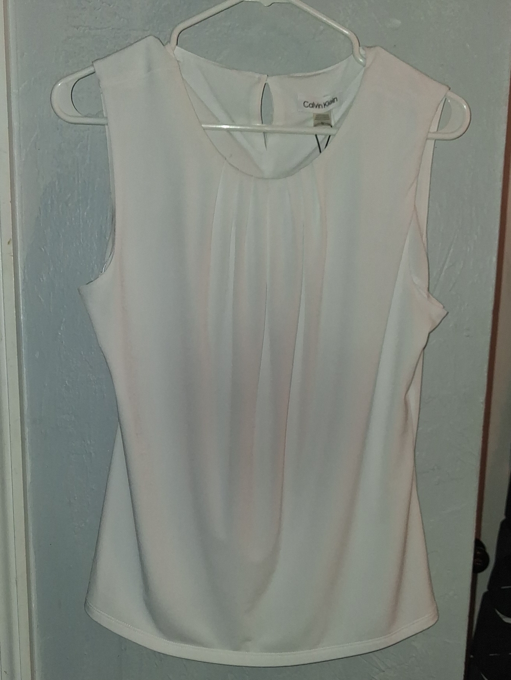Calvin Klein White Pleated Sleeveless Camisole